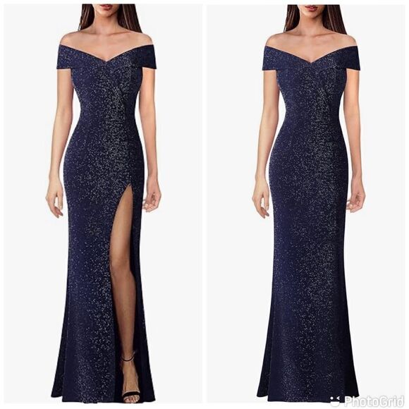 NWT VFSHOW Off Shoulder High Slit Formal Evening Wedding Guest Maxi Long Dress - Picture 1 of 16
